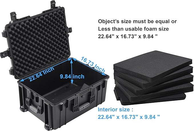 Rolling Hard Case with Foam, Equipment Case with Wheels and 4 Handles - Image 3