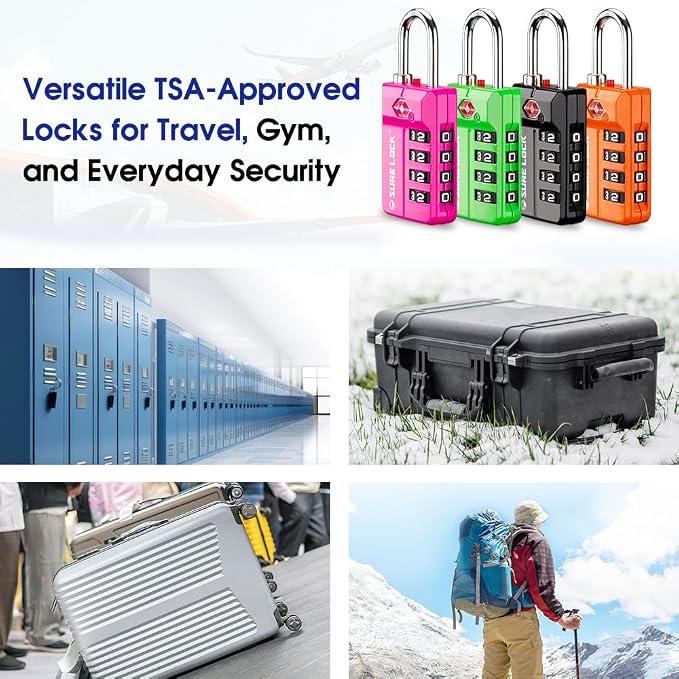 SURE LOCK TSA-Approved 4-Digit Resettable Combination Luggage Lock - Image 5