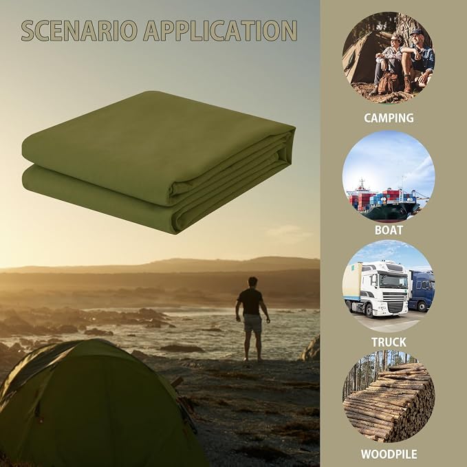 FoundGo Canvas Tarp 12x45ft Heavy Duty Waterresistant Tarps - Image 6