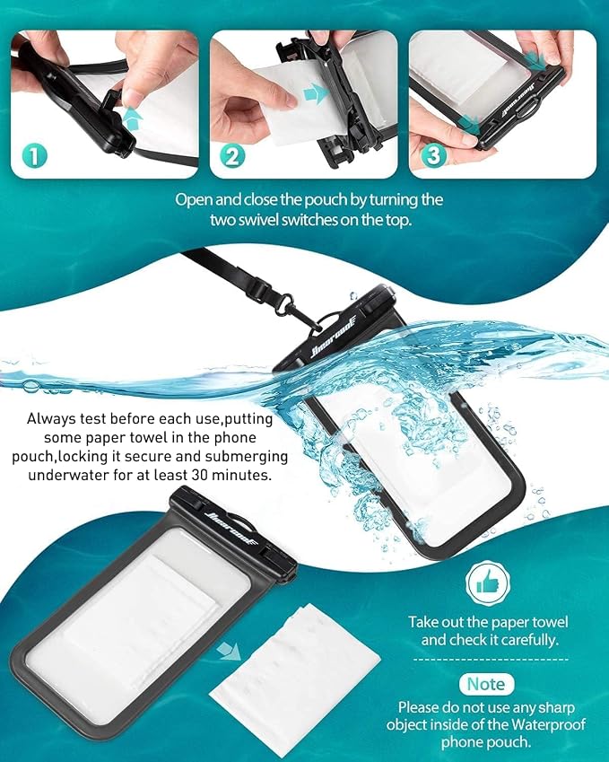 Hiearcool Waterproof Phone Pouch, Waterproof Beach Bag Compatible - Image 5
