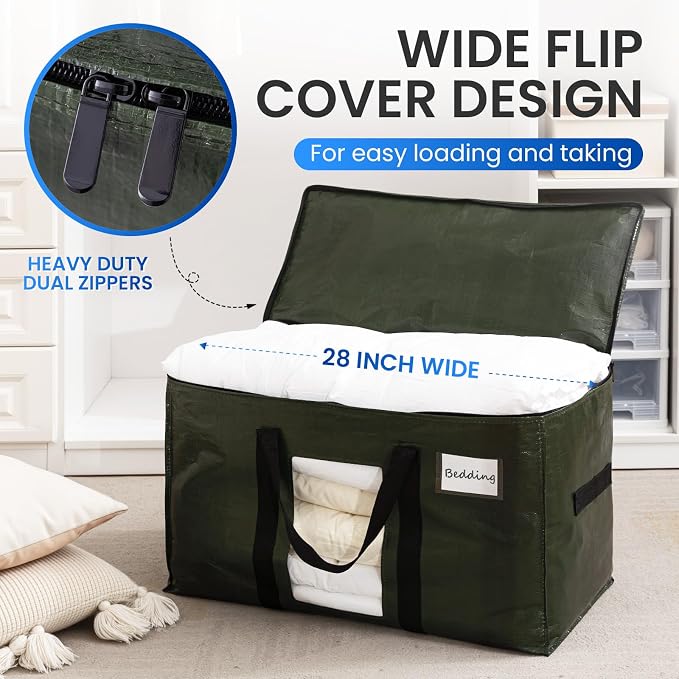 TAILI 2 Pack Green Extra Large Storage Bags, Heavy Duty Totes - Image 4