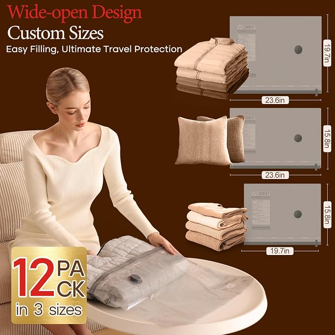 12 Pack Vacuum Bags for Travel - Image 3