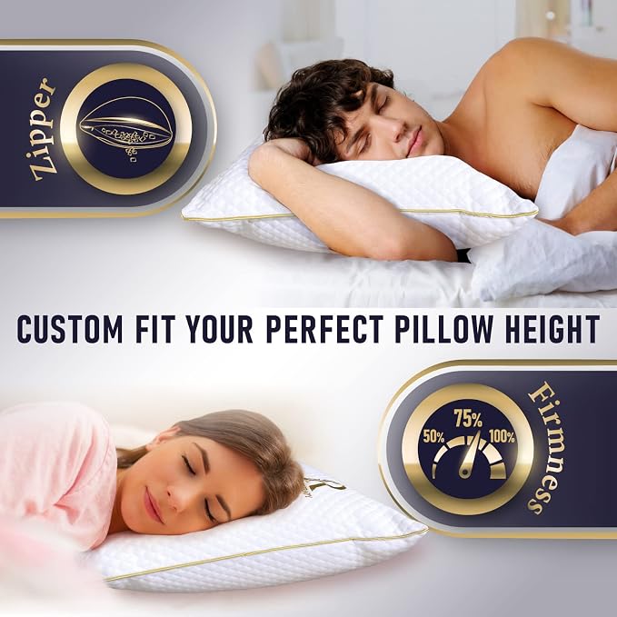 Royal Therapy Queen Memory Foam Pillow, Adjustable Shredded Odor-Free Pillow - Image 5