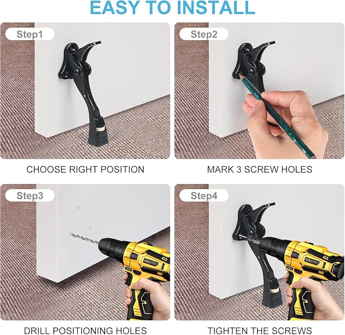 3 Packs Heavy Duty Kickdown Door Stopper, One Touch Adjustable Kickdown Door - Image 6