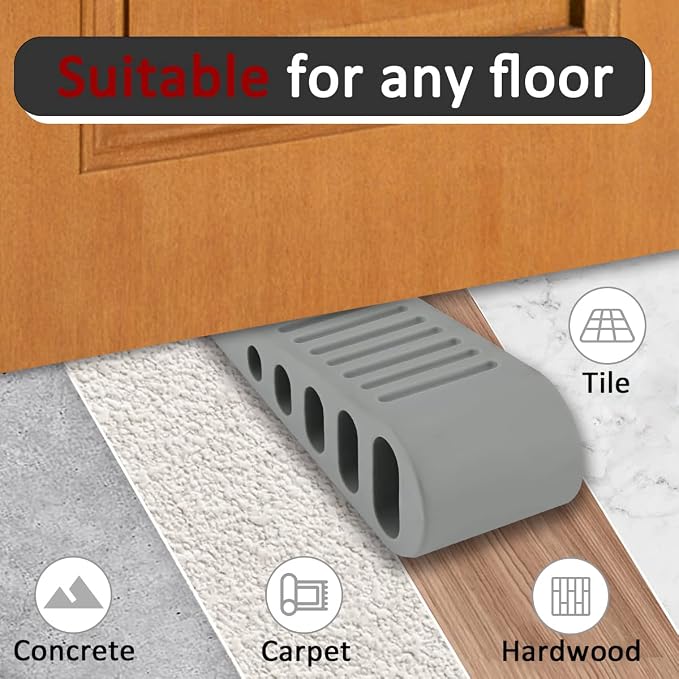 JQK Rubber Door Stopper Wedge, Wooden Floor, DSB61-GY-P3 - Image 4