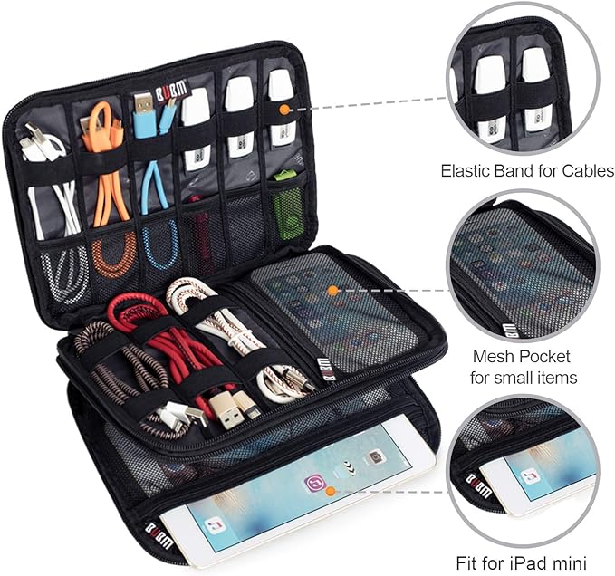 BUBM Double Layer Electronic Accessories Organizer, Travel Gadget Bag - Image 4