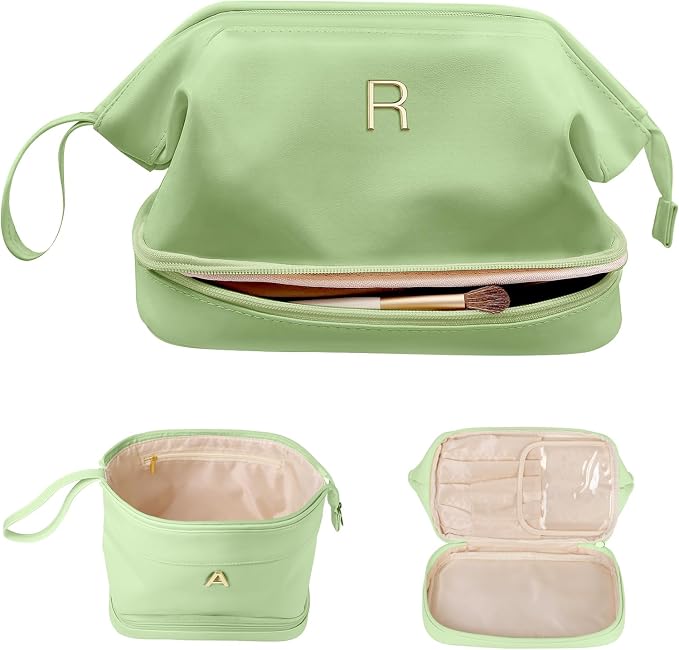 Ladies Trip Gift Ideas, Initial Large Makeup Bag, Bride To Be Gifts, Double by Vogewood