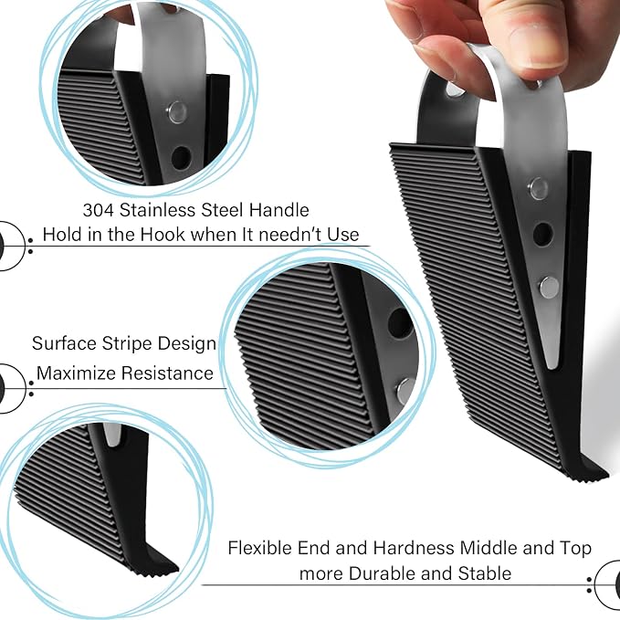 Shackcom Door Stopper, 2 Pack Black Heavy Duty Wedge That Holds Doors Firmly - Image 3