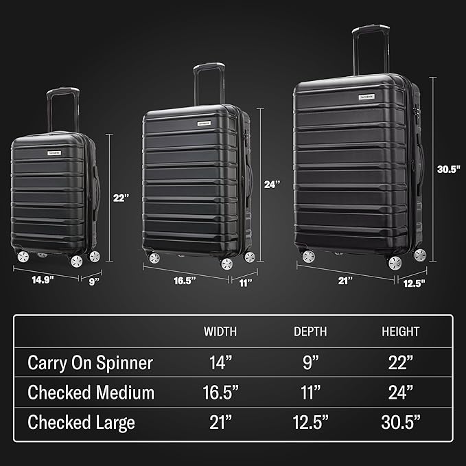 Samsonite Omni 2 Hardside Expandable Spinner Wheel Luggage, Checked Medium 24 in - Image 9