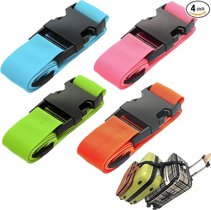4Pack Luggage Straps Add Bag Straps to Connect Two Suitcases, Adjustable by Ajmyonsp