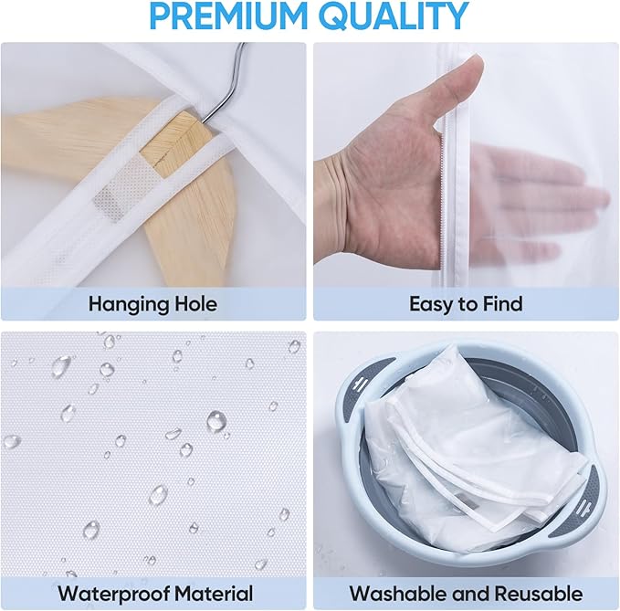 BALEINE 48'' Translucent Garment Bags, 6 Packs PEVA Dress Bag - Image 2