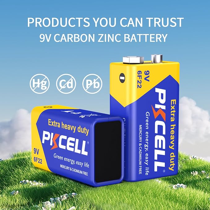 PKCELL 9V Battery Carbon Zinc for Smoke Detectors 6F22 Battery, 10-Year Shelf - Image 6