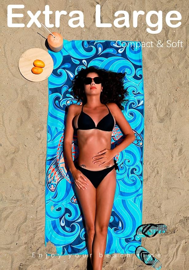 2 Pack Microfiber Lightweight Beach Towel Sand Free Quick Dry Absorbent Thin - Image 3