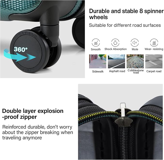 Hanke Expandable Hard Shell Luggage Sets 2 piece Carry on Luggage - Image 4