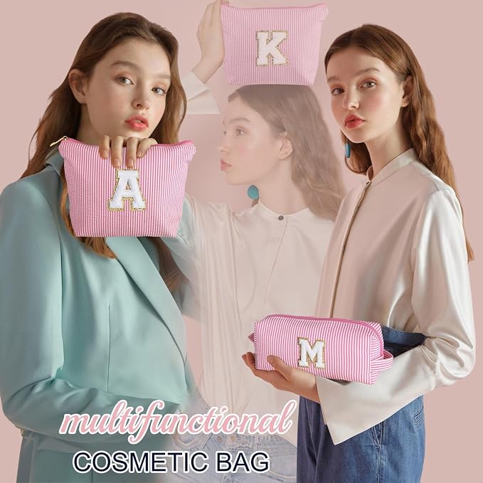 YOOLIFE Initial Makeup Bag for Girls, Travel Cosmetic Bag - Image 2