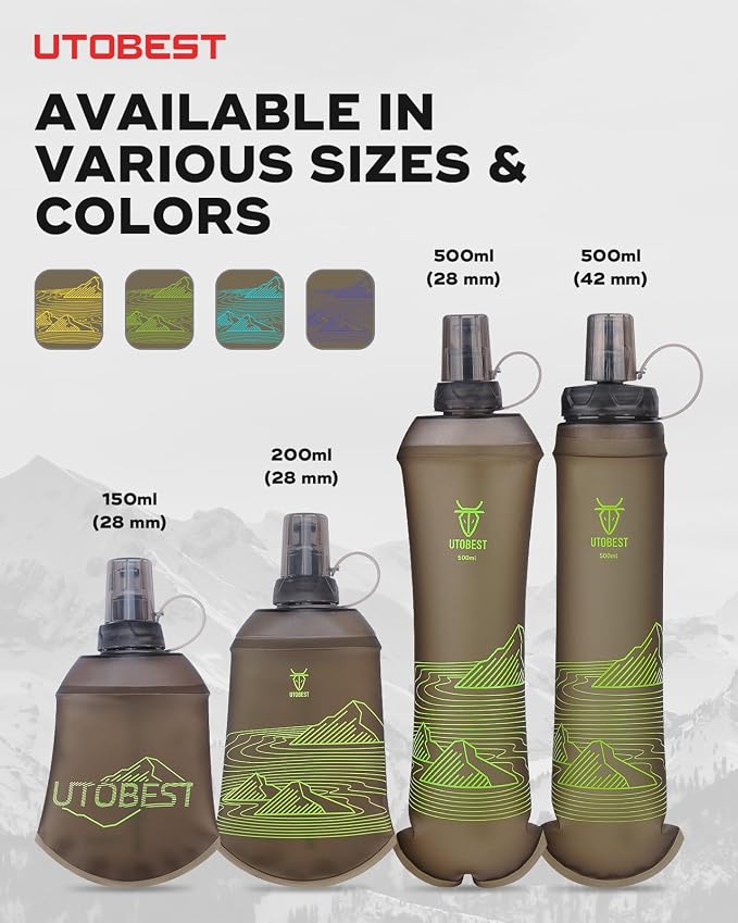 UTOBEST 500ml Soft Flask, 2 Pack Flexible TPU Hydration Water Bottle, - Image 4