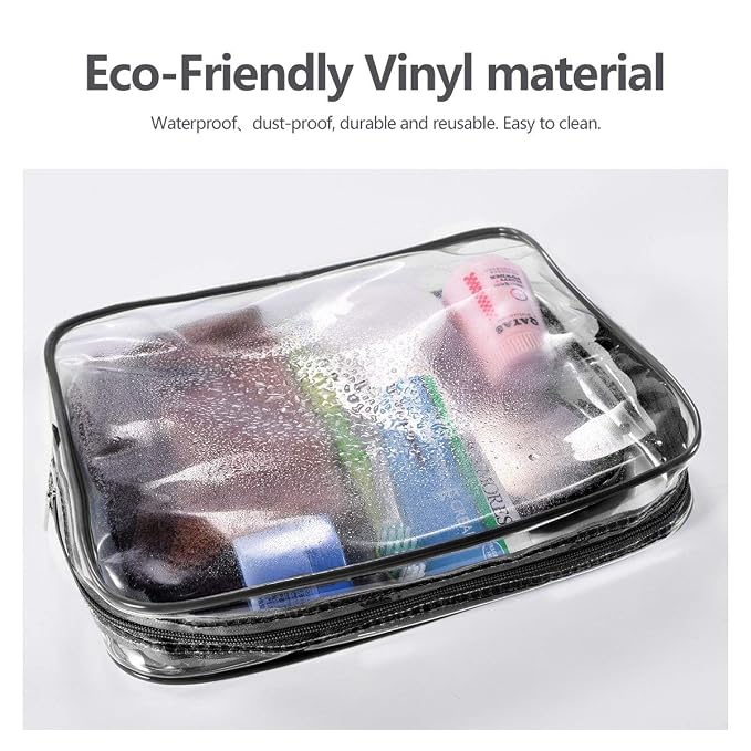 2Pcs Crystal Clear PVC Travel Toiletry Bag Kit - Image 3