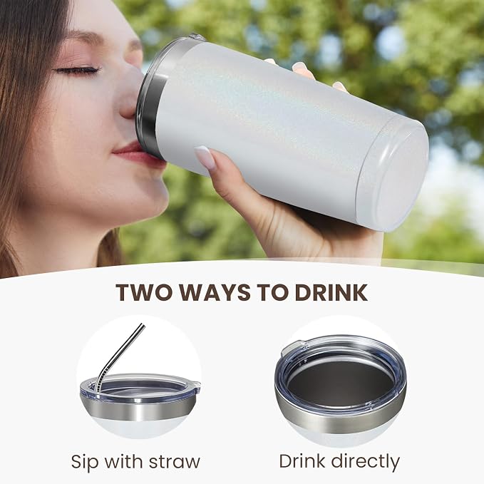 MEWAY 20oz Tumbler 4 Pack Double Wall Vacuum Insulated Travel Glitter Mug Bulk - Image 3