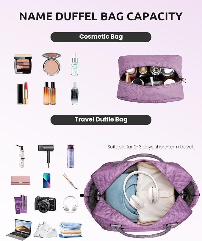 Women Gifts-Duffle Bags with Shoe Compartment, Personalized Weekender Bag - Image 4