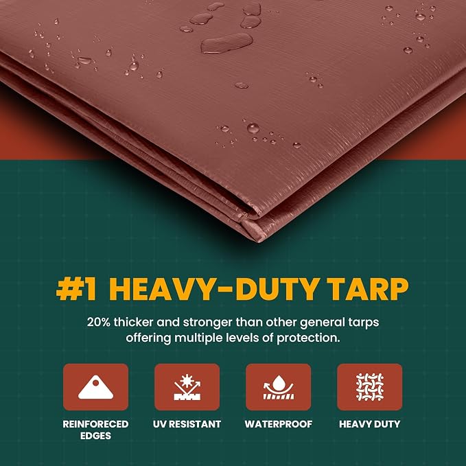 Tarp Cover White Heavy Duty 20 Mill Thick Material, Waterproof 10'X20' Great - Image 4