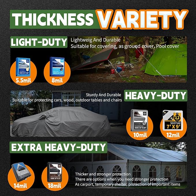 RAINDEWAY Tarps Heavy Duty Waterproof 30x40 Feet, 10 Mil Thick Multipurpose UV - Image 8