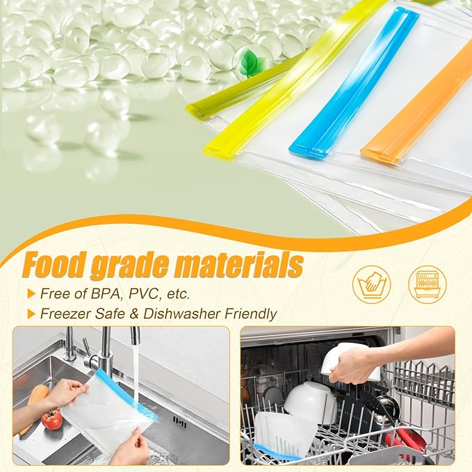 10 Pack Reusable Storage Bags, Dishwasher Safe Reusable Food Storage Bags - Image 3