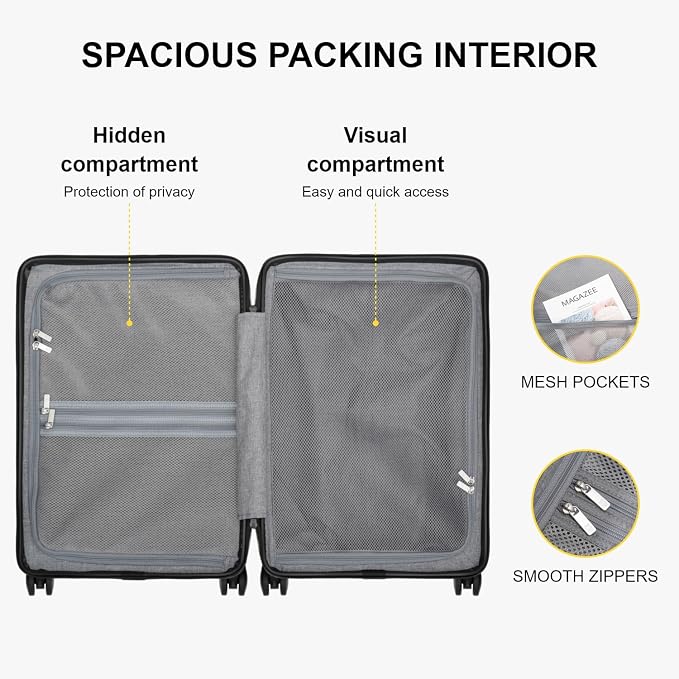 LEVEL8 Pink Suitcase with Spinner Wheels, Carry on Luggage Airline Approved - Image 8
