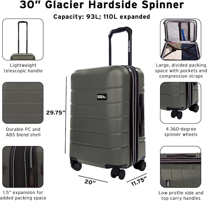 Eddie Bauer Glacier Carry-On 22" Luggage | Hardside | Spinner Wheels | - Image 2
