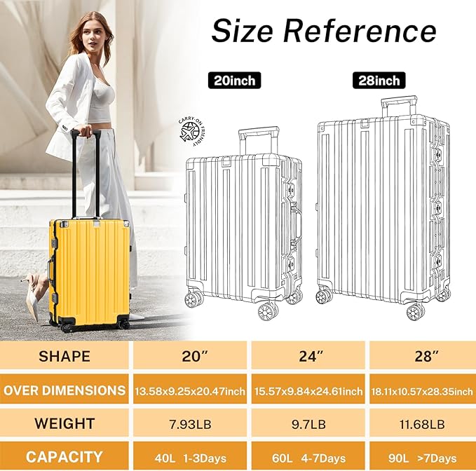 Krute Luggage 28 Inch Aluminum Frame Luggages TSA Lock No Zipper Checked - Image 3