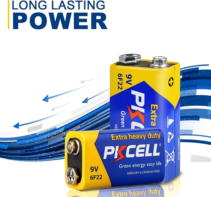 PKCELL 9V Dry Battery– Ultra Long-Lasting 9 Volt Carbon Zinc Battery, 3-Year - Image 2