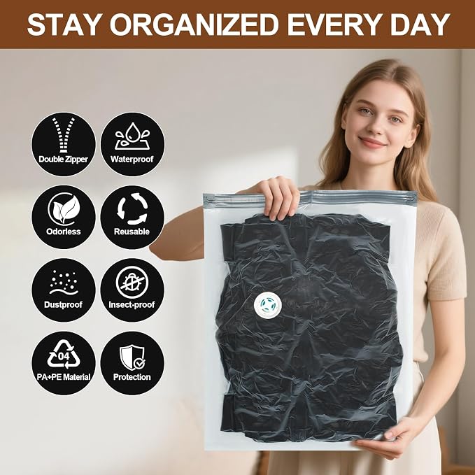 Vacuum Seal Bags for Clothing Travel, 16 Pack Vacuum Storage Bags - Image 5