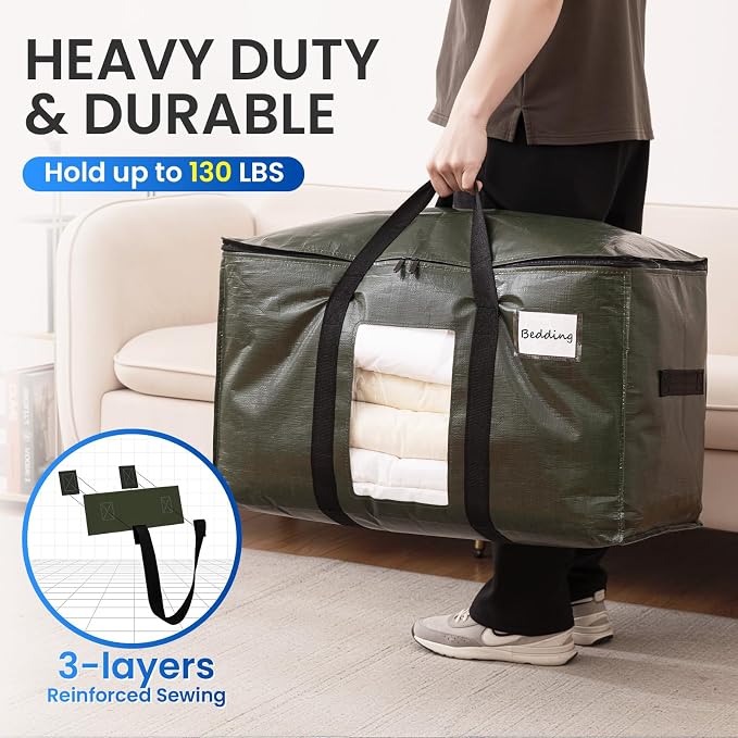 TAILI 6 Pack Green Extra Large Moving Bags, Heavy Duty Totes - Image 4