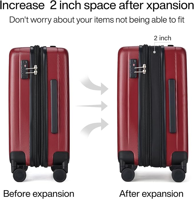 Hanke Expandable Hardshell Luggage Sets 3 piece Carry On Luggage - Image 3