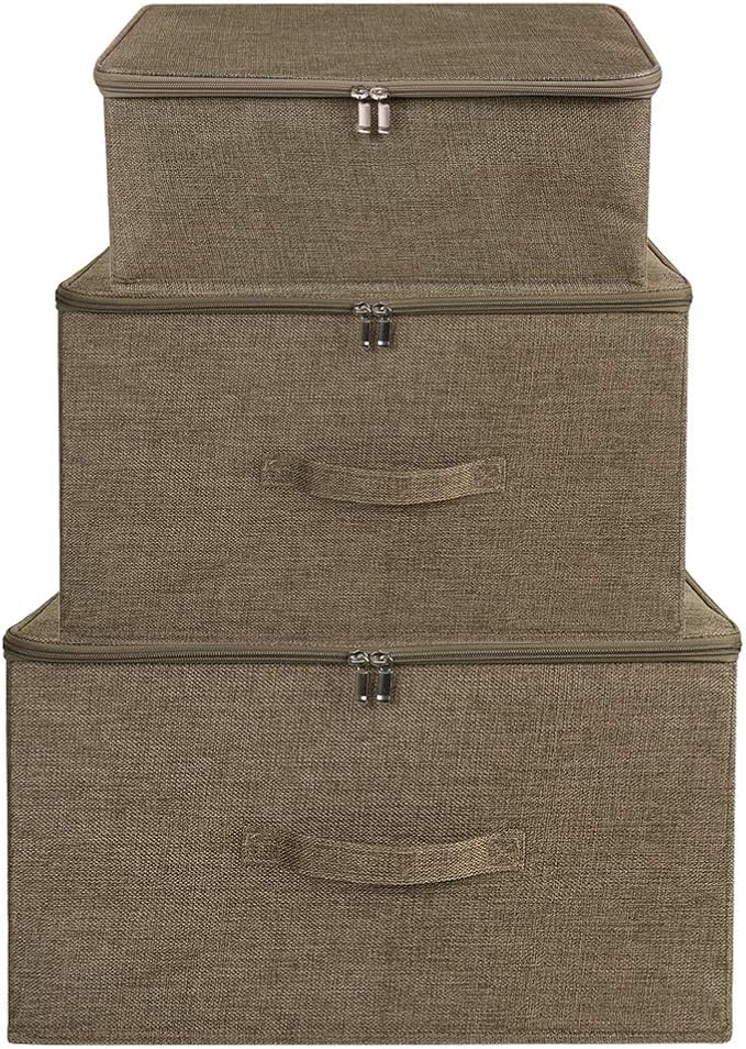 ANMINY Storage Bins with Zipper Lids 13 Qt Lidded Fabric Storage Boxes Baskets - Image 5