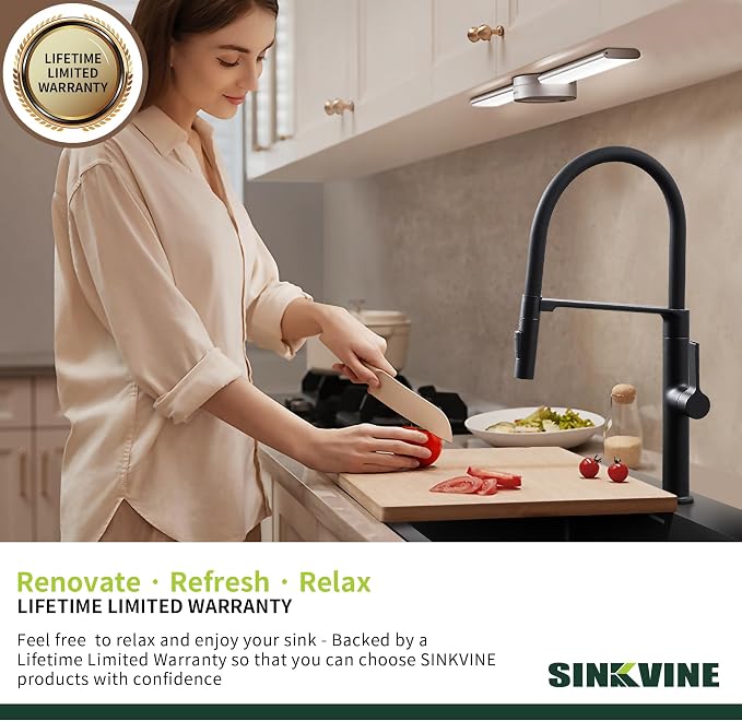 Black Drop-In Kitchen Sink 25 x 22 inch, SINKVINE PVD Nano Stainless Steel Sink - Image 8