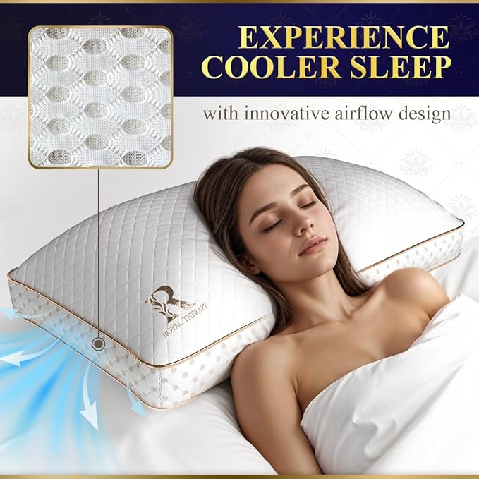 Royal Therapy 4-Pack King Memory Foam Pillow, Adjustable Shredded Odor-Free - Image 2