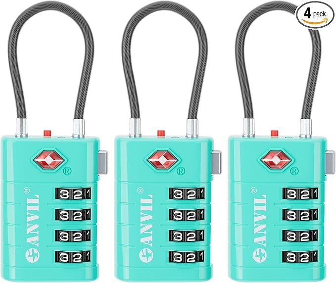 ANVIL 4 Digit Luggage Locks, TSA Locks by ANVIL