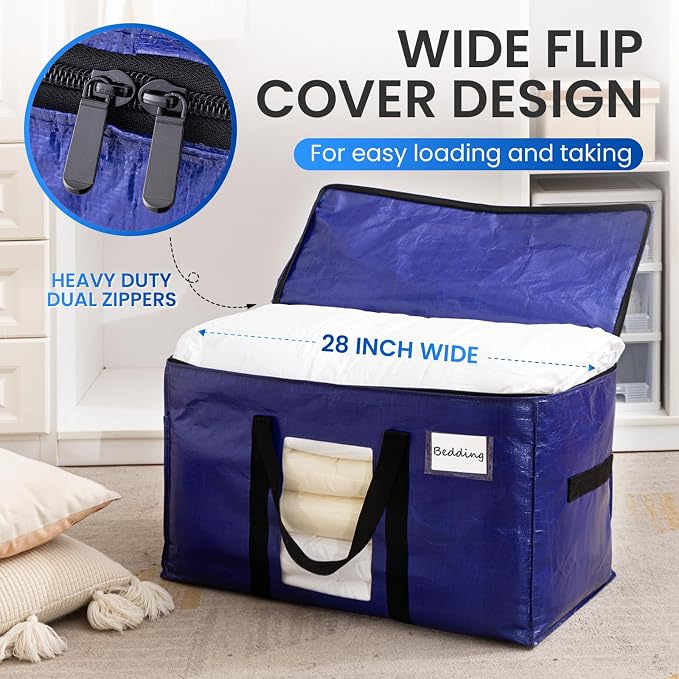 TAILI 10 Pack Dark Blue Extra Large Moving Bags, Heavy Duty Totes - Image 5