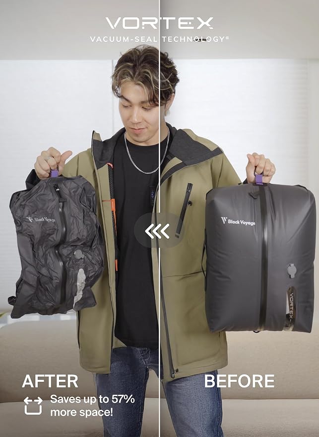 Black Voyage Reusable Vacuum Compression Travel Bag - Image 3