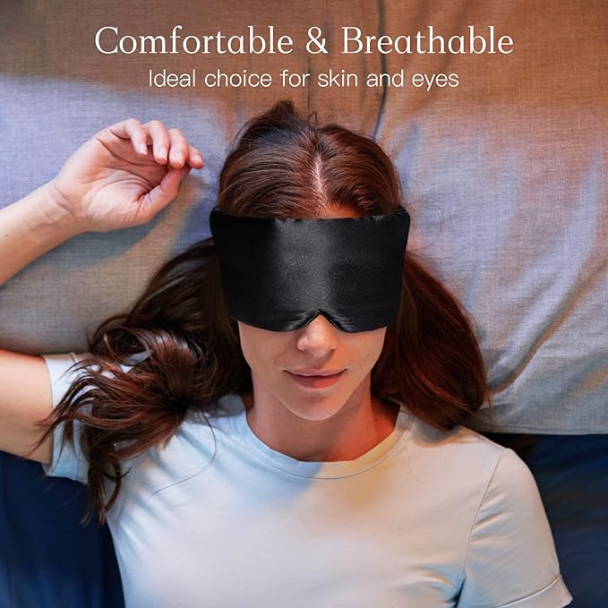 100% Natural Silk Eye Mask for Women Men, Soft Pressureless Cooling Blackout - Image 2