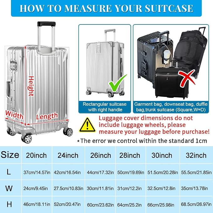 Yotako Clear PVC Suitcase Cover Tough Protector, 20 Inch Luggage Covers - Image 5