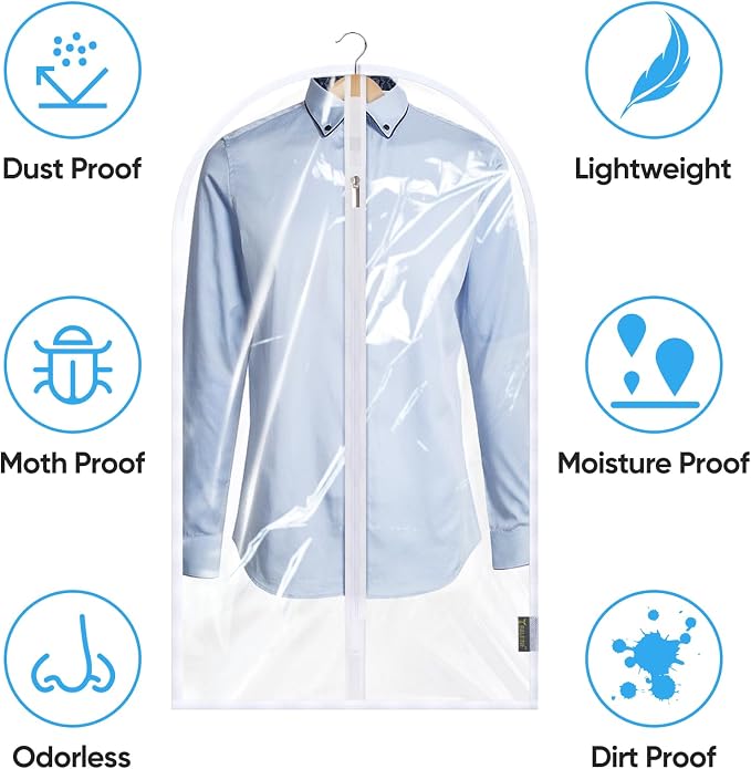 BALEINE 48'' Clear Garment Bags, 6 Packs PEVA Dress Bag - Image 3