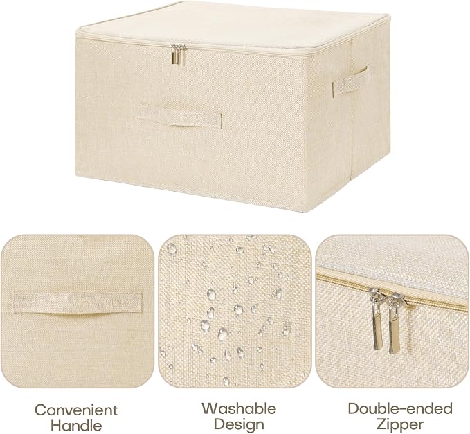 ANMINY Storage Bins with Zipper Lids 51.9 Qt Lidded Fabric Storage Boxes - Image 3