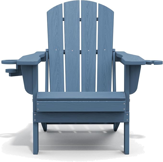SERWALL Folding Adirondack Chair, HDPE Adirondack Chairs Set of 2, Plastic - Image 11