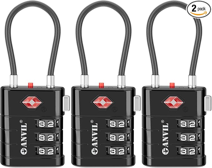 ANVIL TSA Approved Luggage Locks – High Security TSA008 Combination Travel Locks by ANVIL
