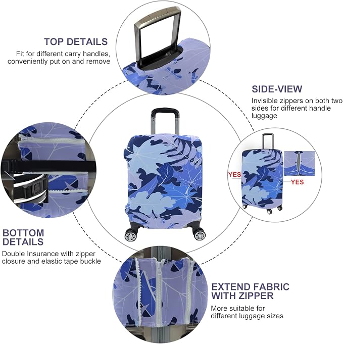 Travel Luggage Cover, Suitcase Protector Bag Fits 26-28 Inch Luggage Bluemaple - Image 2