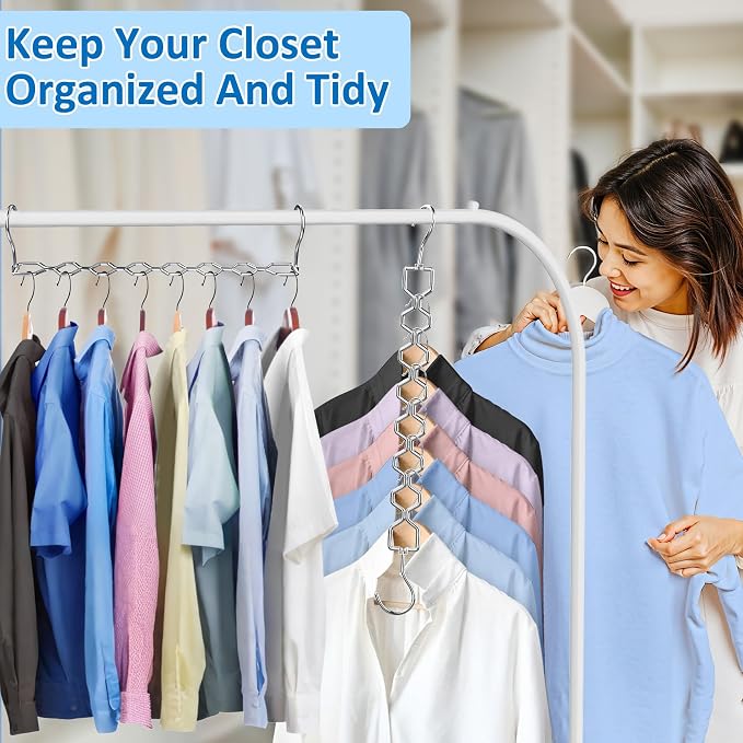6 Pack Space Saving Hangers for Clothes, Heavy Duty 30Lbs Capacity Magic - Image 6