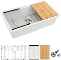 Dcolora 33 Inch White Granite Composite Kitchen Sink Workstation Undermount by Dcolora