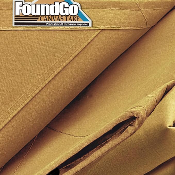 FoundGo 6x8ft Canvas Tarp 22 Mil Tarps 14 oz Canvas Tarpaulin Heavy Duty Cloth - Image 2
