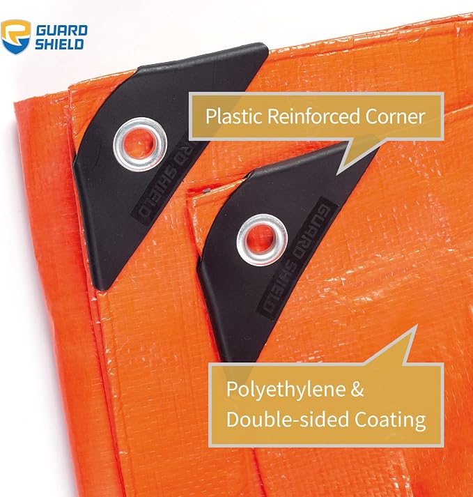 GUARD SHIELD Orange Tarp 10x10 Feet Tarps High Visibility Outdoor Poly Cover - Image 2